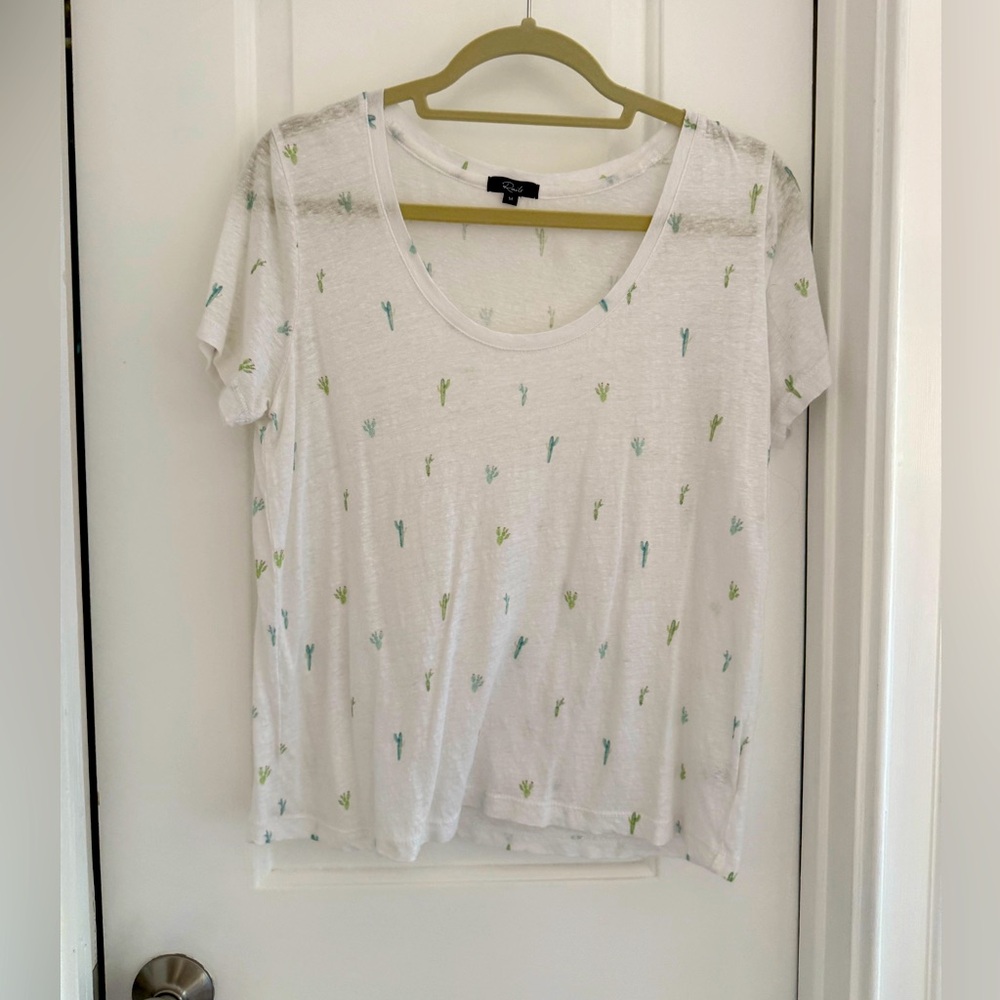 Rails Scoop Neck White Printed Tee